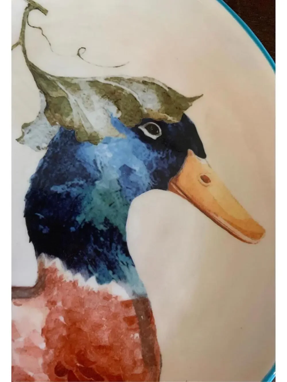 Pier 1 Hand Painted Duck Stoneware Plate - Retired